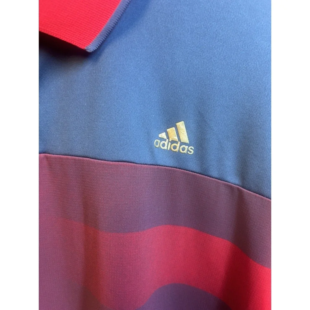 Adidas Shirt‎ Men USA Golf Climachill Red Blue Collared Polo XL Shirt Sleeve